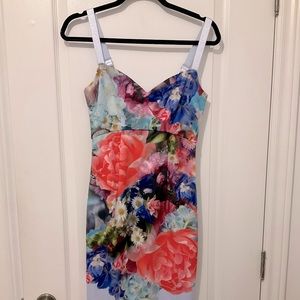 Ted baker size 1 floral satin strap dress